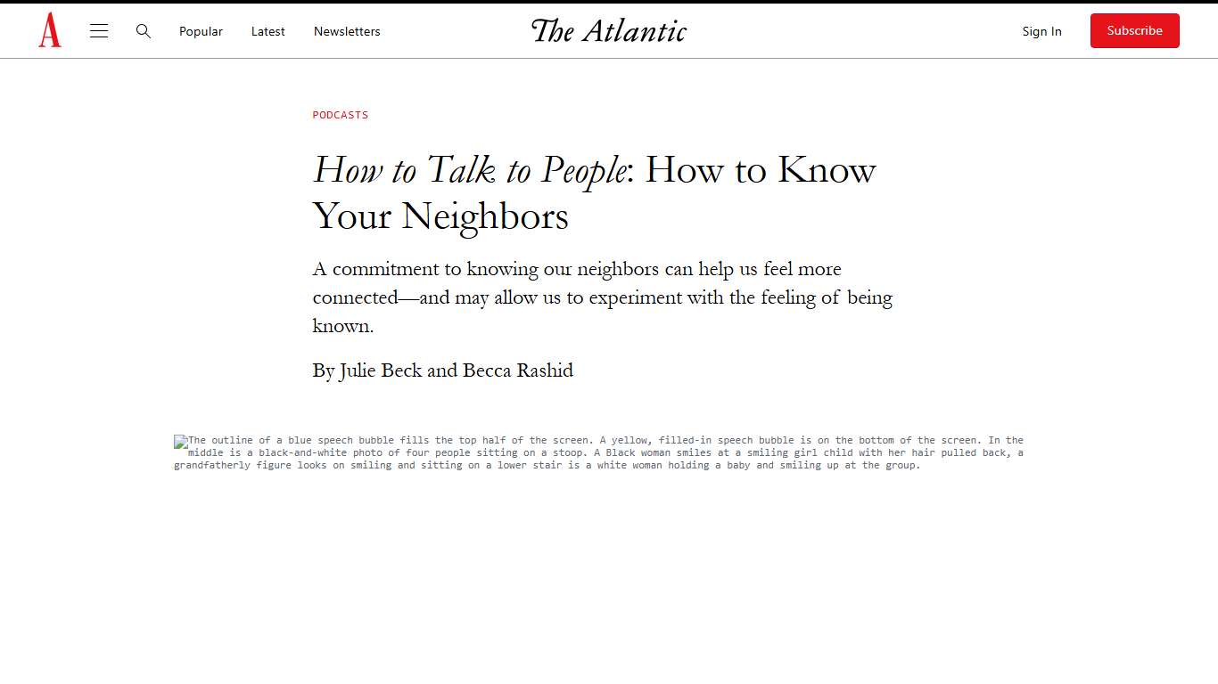 How to Talk to People: How to Know Your Neighbors - The Atlantic